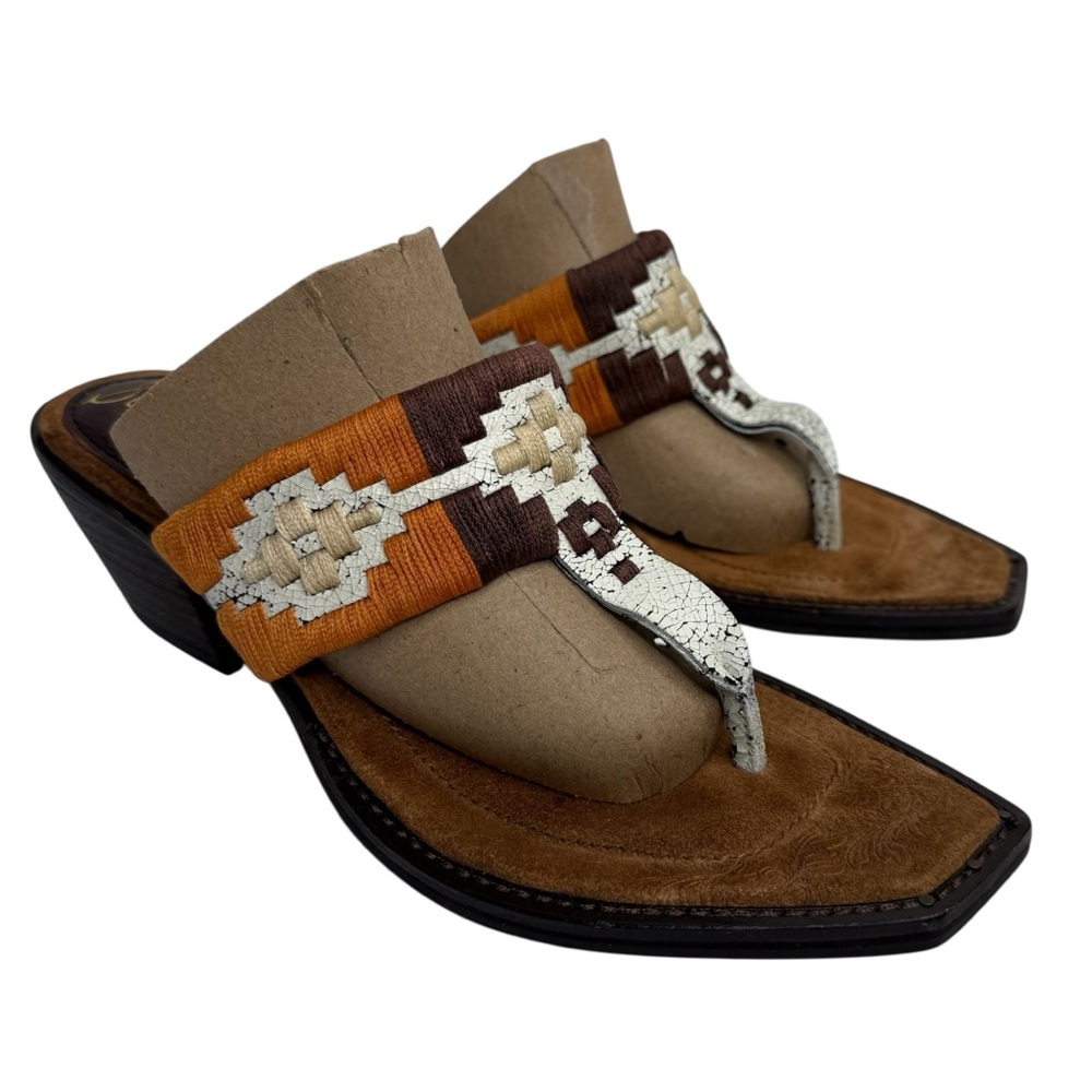 Sam Edelman Lola Western Cowgirl Wedge Boot Heel Sandal Suade Embroidered 7
